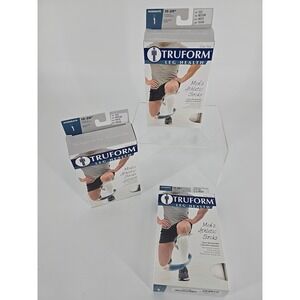 Lot of 3 Pairs TRUFORM Casual Over Calf Support Socks 15-20mmHg (White) Medium